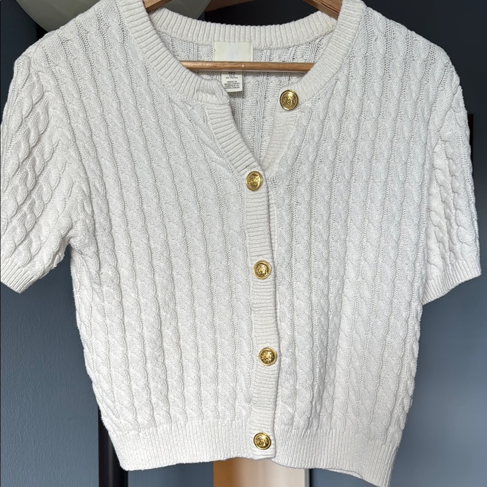 H&M  White Cable Knit Sweater